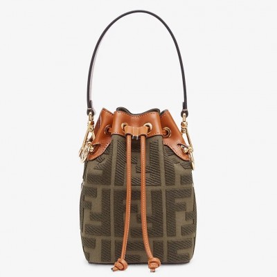 Fendi Mon Tresor Mini Bucket Bag In Green Denim LDBS241197