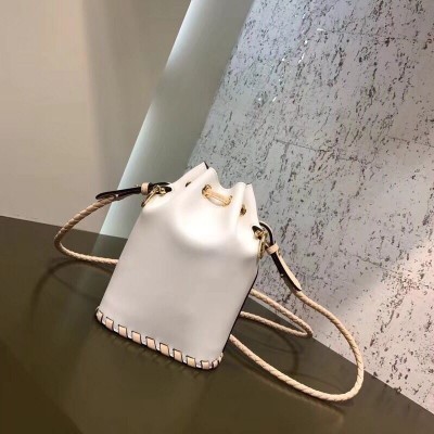 Fendi Mon Tresor Mini Bucket Braided Bag In White Calfskin LDBS241204