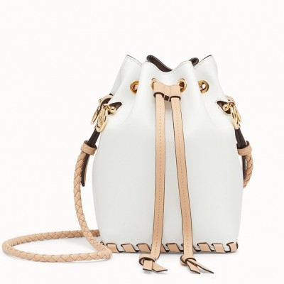 Fendi Mon Tresor Mini Bucket Braided Bag In White Calfskin LDBS241204