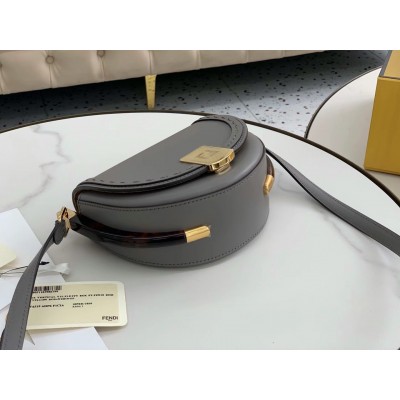 Fendi Moonlight Saddle Bag In Grey Calfskin LDBS241209