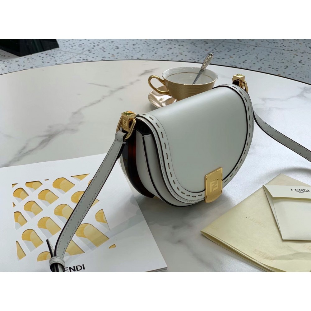 Fendi Moonlight Saddle Bag In White Calfskin LDBS241210