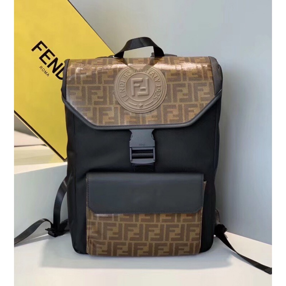 Fendi Nylon Backpack With Glazed Fabric With FF Motif LDBS241211