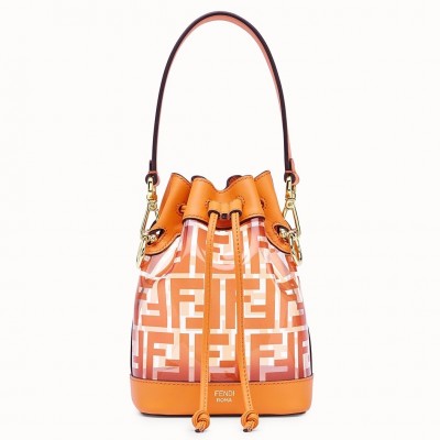 Fendi Orange Mon Tresor Mini Bucket Bag In Transparent PU LDBS241212