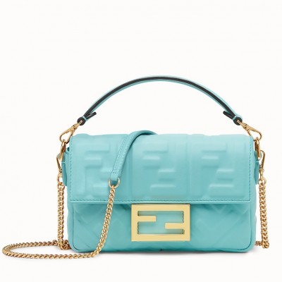 Fendi Pale Blue FF Motif Mini Baguette Bag LDBS241215