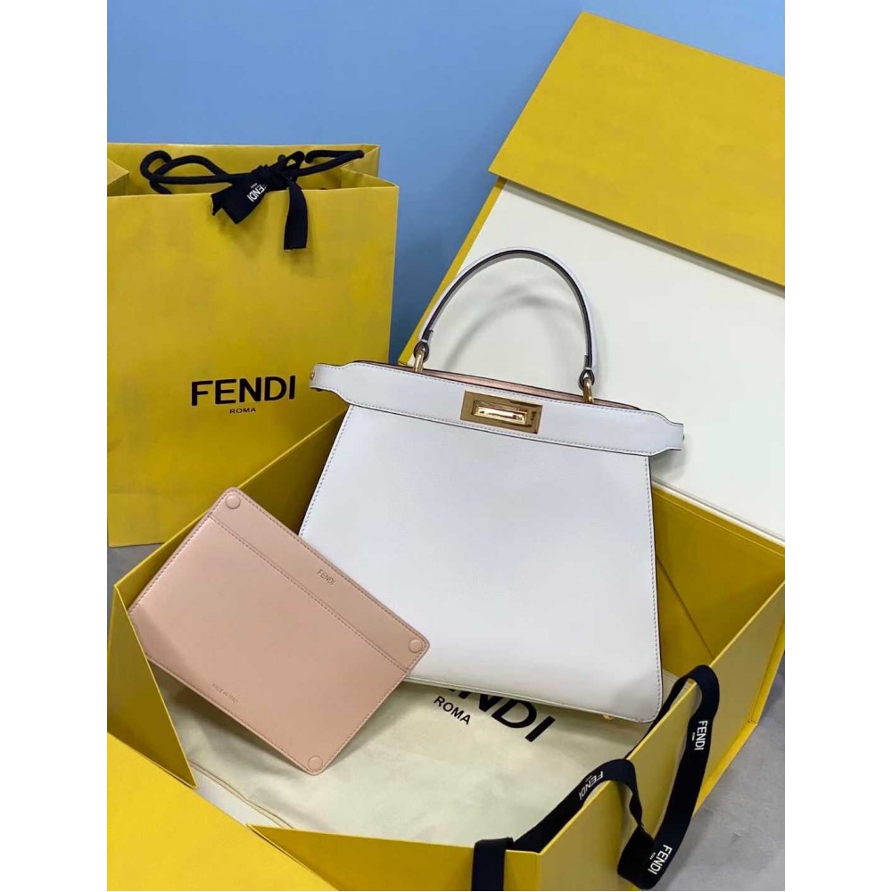 Fendi Peekaboo ISeeU Medium Bag In White Leather LDBS241225