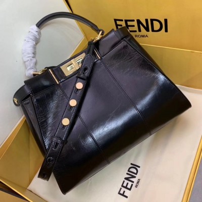 Fendi Peekaboo Medium Bag In Black Lambskin LDBS241235