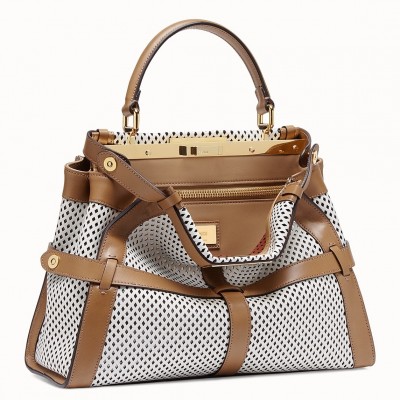 Fendi Peekaboo Medium Bag In White Perforated Calf Leather LDBS241237