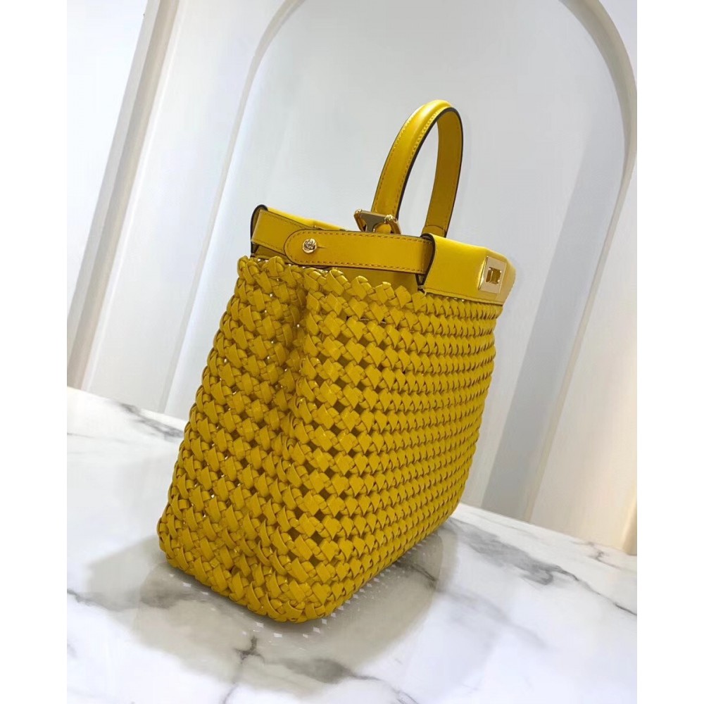 Fendi Peekaboo Medium Bag In Yellow Interlace Leather LDBS241238