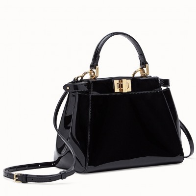 Fendi Peekaboo Mini Bag In Black Patent Calfskin LDBS241241