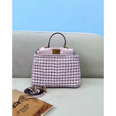 Fendi Peekaboo Mini Bag In Lilac Interlace Leather LDBS241245