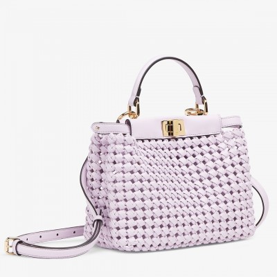 Fendi Peekaboo Mini Bag In Lilac Interlace Leather LDBS241245