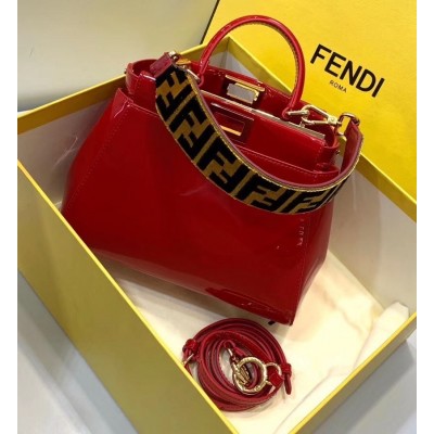 Fendi Peekaboo Mini Bag In Red Patent Calfskin LDBS241247