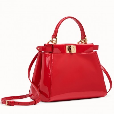 Fendi Peekaboo Mini Bag In Red Patent Calfskin LDBS241247