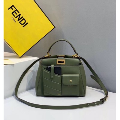 Fendi Peekaboo Mini Pocket Bag In Green Calfskin LDBS241250