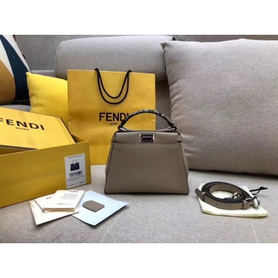 Fendi Peekaboo Mini Selleria Grey Bag with Python Leather Handle LDBS241253