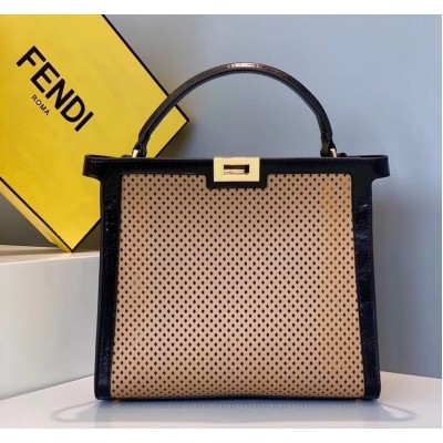 Fendi Peekaboo X Lite Medium Bag In Beige Perforated Leather LDBS241259