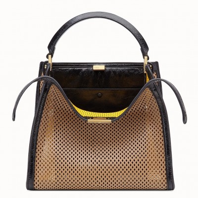 Fendi Peekaboo X Lite Medium Bag In Beige Perforated Leather LDBS241259