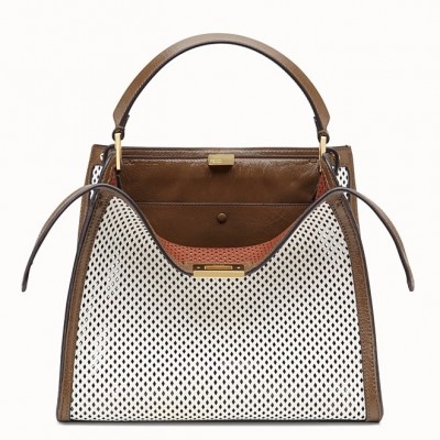 Fendi Peekaboo X Lite Medium Bag In White Perforated Leather LDBS241260