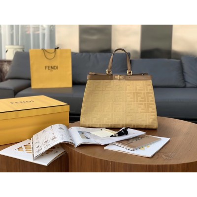 Fendi Peekaboo X Tote In Beige Canvas with FF Motif LDBS241266