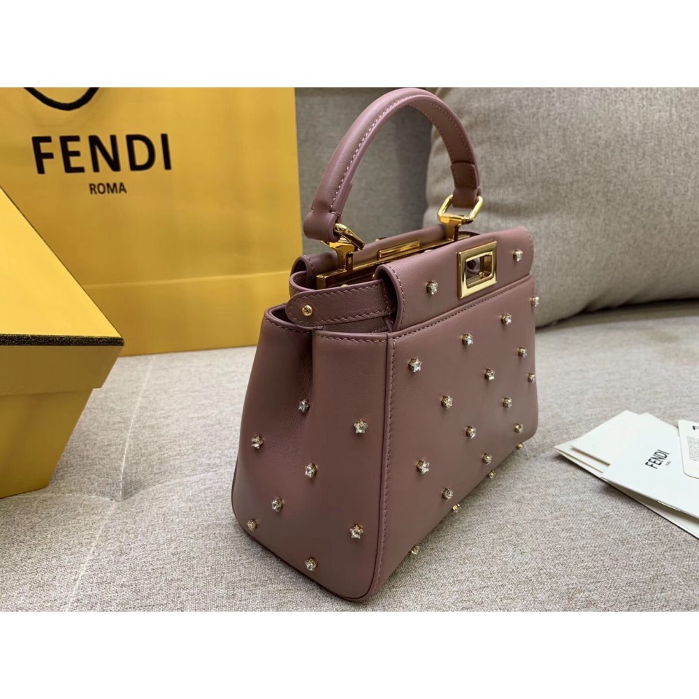 Fendi Peekaboo XS Bag With Star Studs In Black Nappa Leather LDBS241263