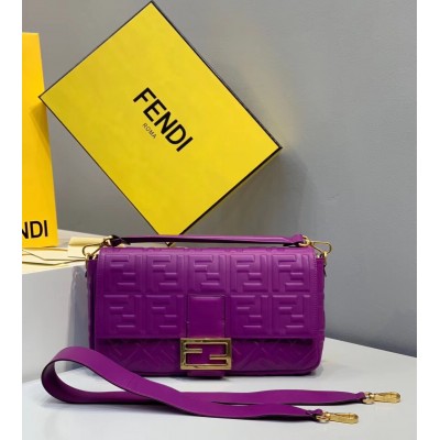 Fendi Purple FF Motif Large Baguette Bag LDBS241276