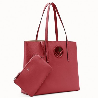 Fendi Red Leather Logo Shopper Bag LDBS241280