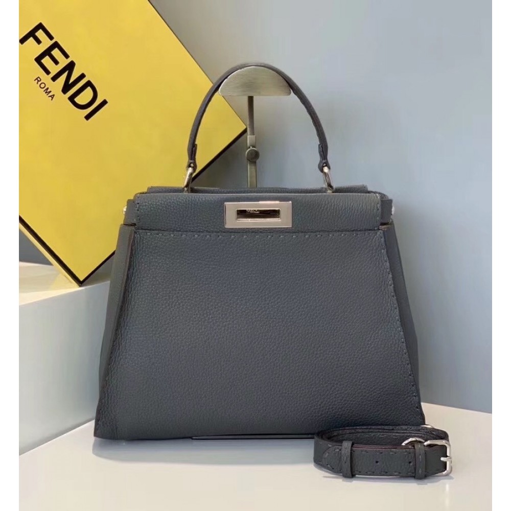 Fendi Selleria Peekaboo Medium Bag In Grey Roman Leather LDBS241287