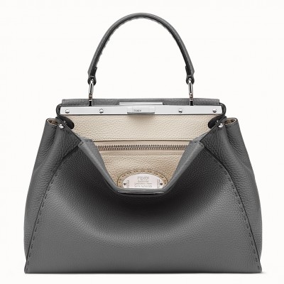 Fendi Selleria Peekaboo Medium Bag In Grey Roman Leather LDBS241287