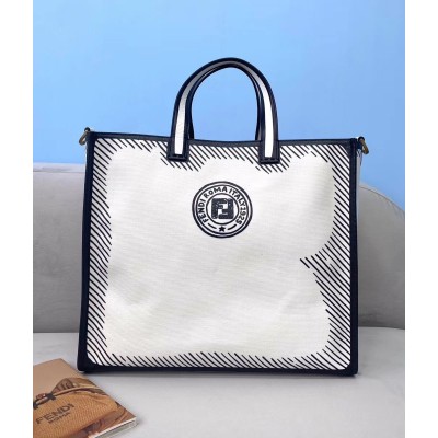 Fendi Shopper Bag In White Glazed Canvas LDBS241289