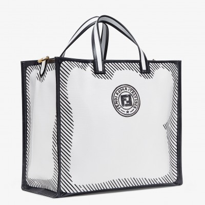 Fendi Shopper Bag In White Glazed Canvas LDBS241289