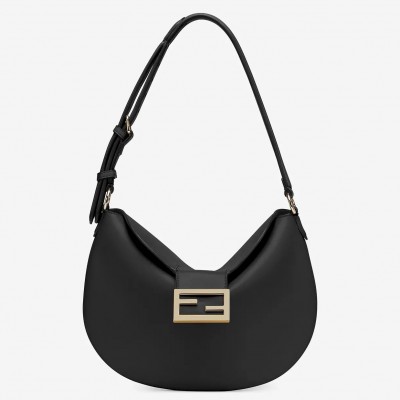 Fendi Small Croissant Hobo Bag In Black Leather LDBS241290