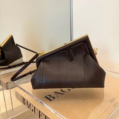 Fendi Small First Bag In Dark Brown Python Leather LDBS241296