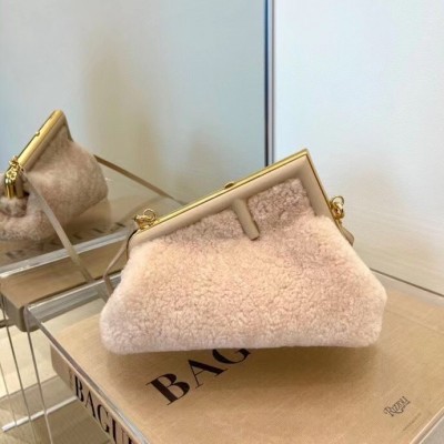 Fendi Small First Bag In Pink Wool Sheepskin LDBS241301