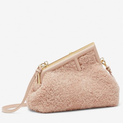 Fendi Small First Bag In Pink Wool Sheepskin LDBS241301