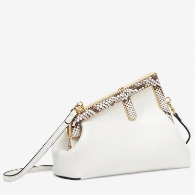 Fendi Small First Bag In White Leather with Python F LDBS241302