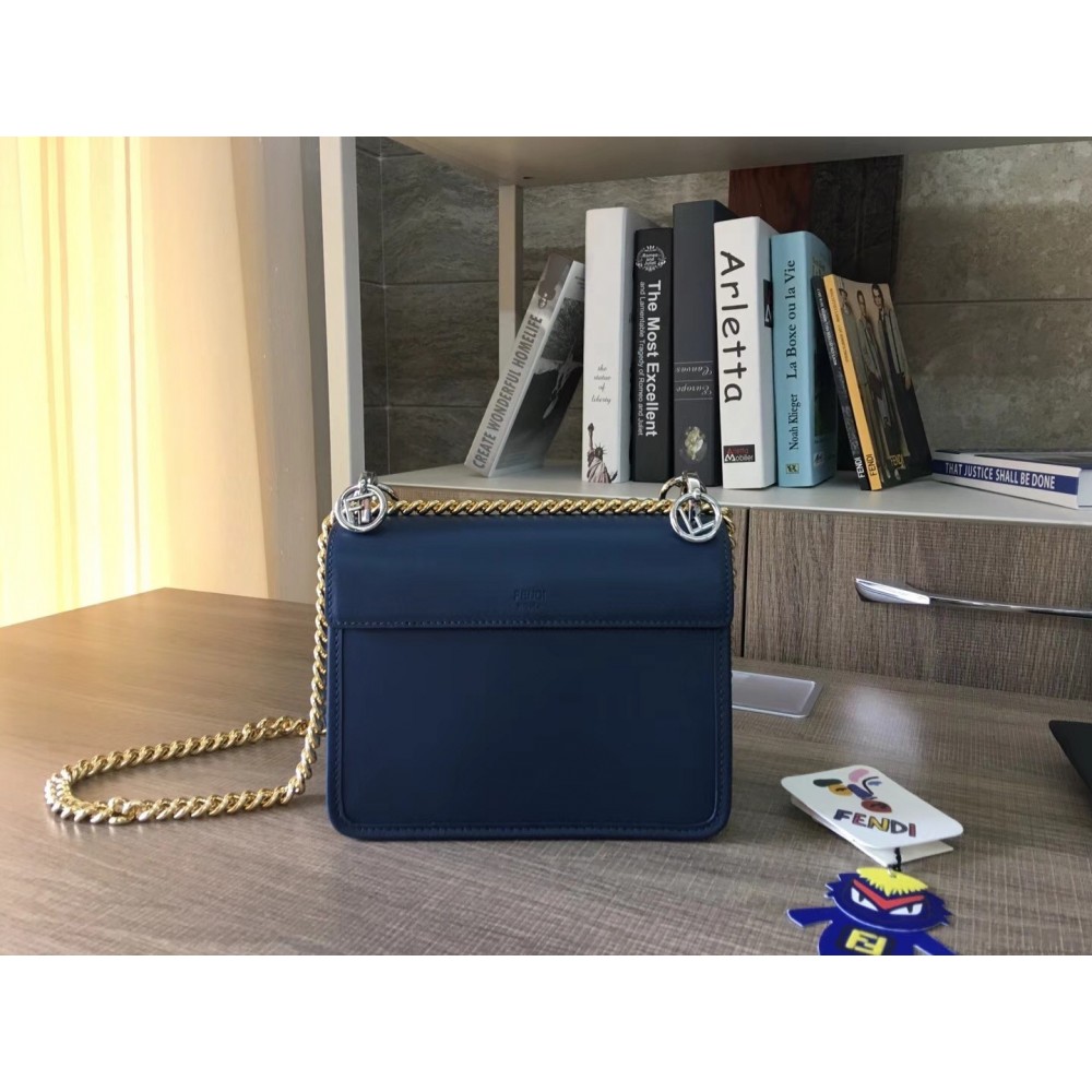 Fendi Small Kan I F Bag In Blue Calfskin LDBS241305