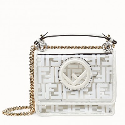 Fendi Small Kan I F Bag In White Transparent PU LDBS241307