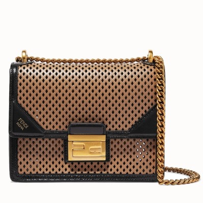 Fendi Small Kan U Bag In Beige Perforated Calf Leather LDBS241308