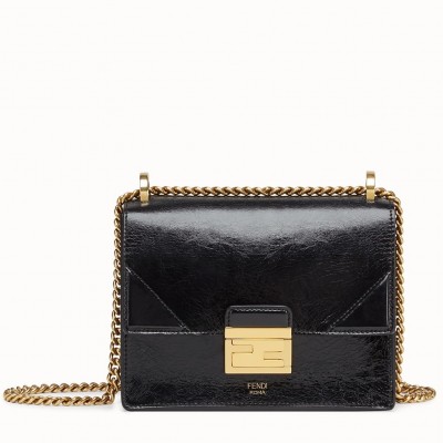 Fendi Small Kan U Bag In Black Glossy Lambskin LDBS241310