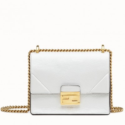 Fendi Small Kan U Bag In White Glossy Lambskin LDBS241316