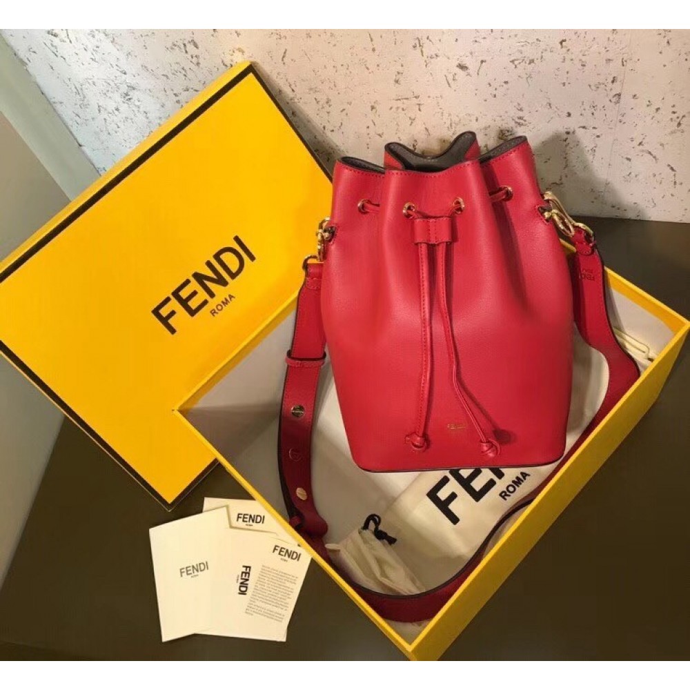 Fendi Small Mon Tresor Bucket Bag In Red Calfskin LDBS241322