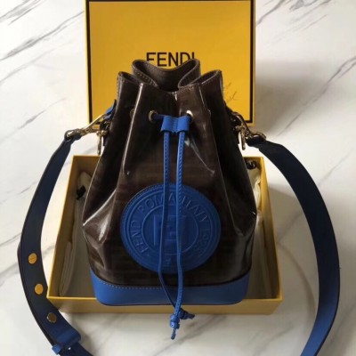 Fendi Small Mon Tresor Bucket Fabric Blue Bag LDBS241325