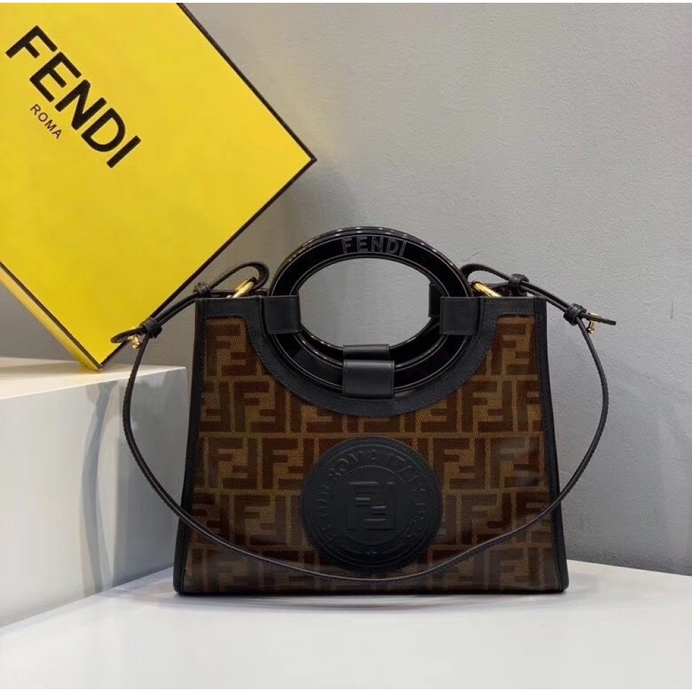 Fendi Small Runaway Shopper Bag In Brown Glazed Fabric LDBS241334