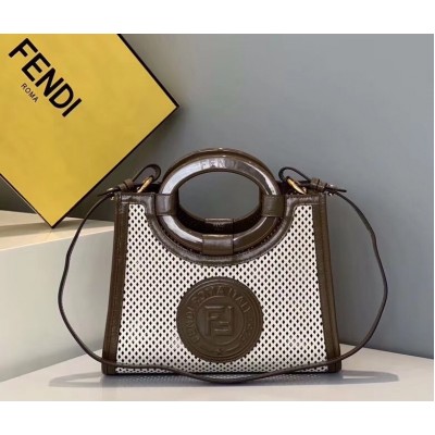 Fendi Small Runaway Shopper Bag In White Perforated Calfskin LDBS241335