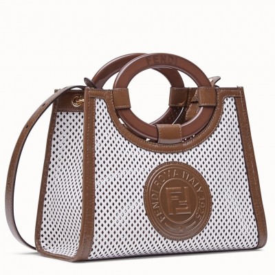 Fendi Small Runaway Shopper Bag In White Perforated Calfskin LDBS241335