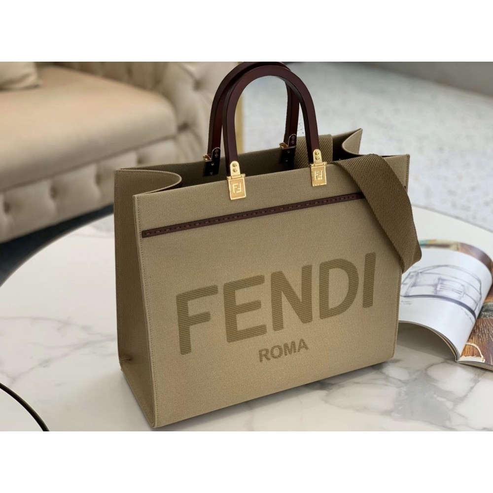 Fendi Sunshine Medium Shopper Bag In Beige Canvas LDBS241338