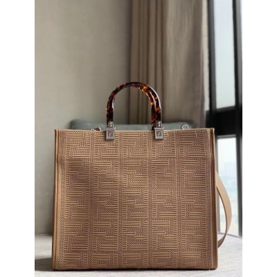 Fendi Sunshine Medium Shopper Bag In Beige FF Fabric LDBS241339