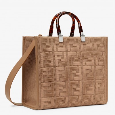 Fendi Sunshine Medium Shopper Bag In Beige FF Fabric LDBS241339