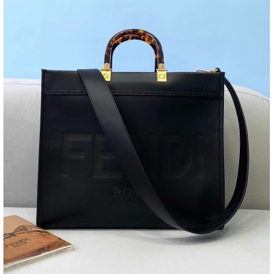 Fendi Sunshine Medium Shopper Bag In Black Calfskin LDBS241340