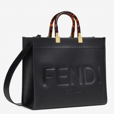 Fendi Sunshine Medium Shopper Bag In Black Calfskin LDBS241340